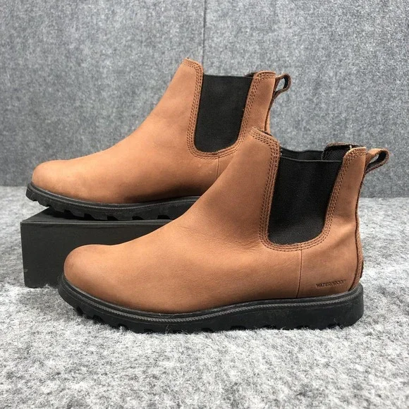 Sorel Waterproof Chelsea Boots Womens 9 Brown Leather Pull On NL3092-282 - Picture 3 of 16